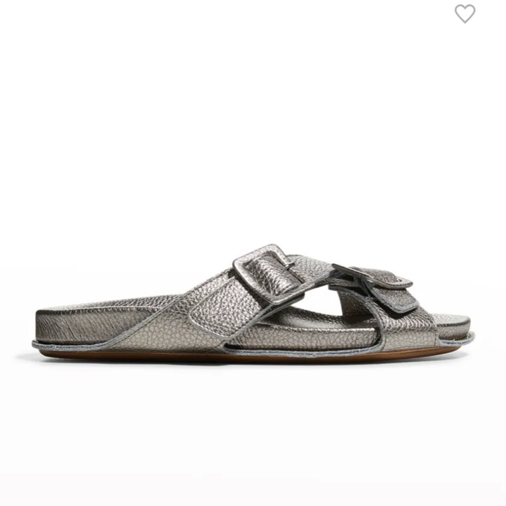 Definery Silver Leather Criss cross sandals
